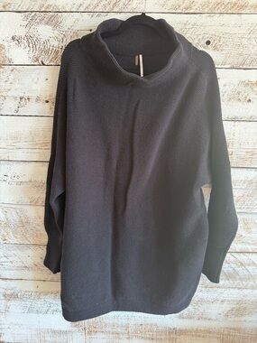Free People Ottoman Tunic Women's Black Cozy Funnel Neck Sweater